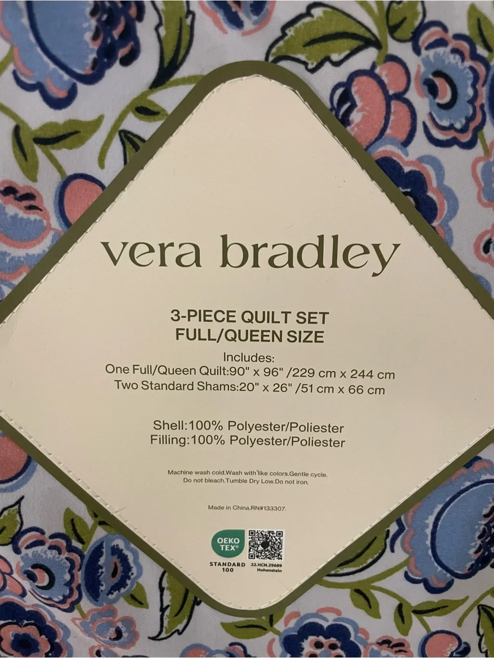 Vera Bradley Floral Quilt Set in Pink, Blue & Green